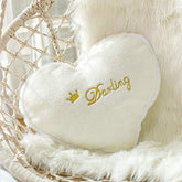 Polyester Kids Cute Heart Shaped Pillow, Darling Fluffy Fur Cot Cushion, White - 16 X 16 Inch | Bed & Sofa Pillow, Washable, Super Soft Pillow Cushion - Pack Of 1