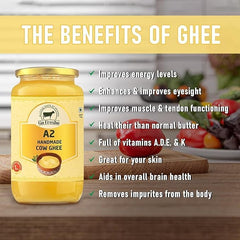 100% Natural A2 Handmade Cow Ghee By Go Fresho | High In Vitamins A, D & Healthy Desi Ghee Good For Sweets | (500ml) 16.9 Ounce | Jar Pack