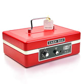 Imported Metal Cash Box With Dual Combination & Password Lock Medium Size Money Box For Cash, Jewellery Safe Locker With Removable Plastic Coin Tray, Colour - Red, Material - Metal