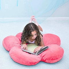 Flower Shaped Floor Cushion Pillow, For Kids Room, Living Room, Pink - 16 X 16 Inch | Luxury Kids Furnishing, Throw Pillow, Decorative Cushion, Nursery Décor, Velvet Cushion - Pack Of 1