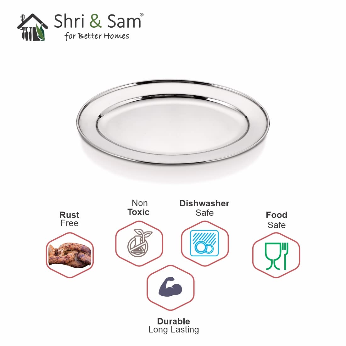 High Grade Stainless Steel Spazos Oval Tray, Silver | Big Enough To Serve 7-8 Cups At A Time, 35 Cm - Durable, Rust Free & Dishwasher Friendly High Grade Stainless Steel Spazos Oval Tray, Silver | Big Enough To Serve 7-8 Cups At A Time, 35 Cm - Durable, Rust Free & Dishwasher Friendly