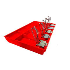 Abs Cash Drawer, 5 Cash & 4 Coin Compartment, Cashier Storage Safe Box, Metal Clip, 40.5 X 24.5x 3.5 Cm, Colour - Red, Material