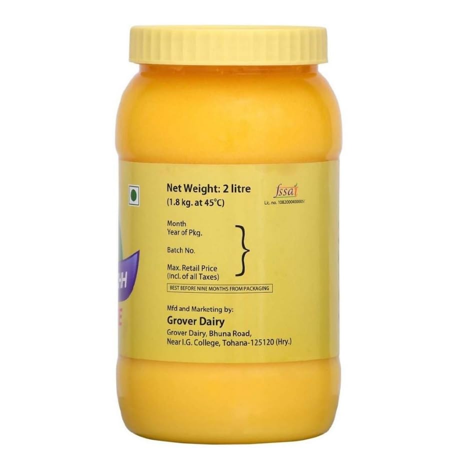 Organic Cow Desi Ghee By Geeta Swachh | Natural & Healthy Curd-Churned Desi Cow Ghee Good For Body Health | (2 Litre) 67.6 Ounce | Jar Pack Organic Cow Desi Ghee By Geeta Swachh | Natural & Healthy Curd-Churned Desi Cow Ghee Good For Body Health | (2 Litre) 67.6 Ounce | Jar Pack