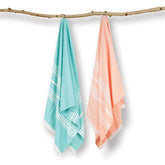 Mush 100% Bamboo Light Weight & Ultra-Compact Turkish Towel 290 Gsm | Super Soft, Absorbent, Quick Dry, Anti-Odor Bamboo Bath Towel (2, Peach - Aqua) 250 Tc