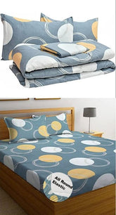 Cotton AC Comforter Set King Size Double Bedsheet With & Two King Pillow Covers - 90 X 100 Inches, Grey | Ideal For House, Hotel, Guest Room