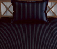 1 Bedsheet Single Satin Stripe Elastic Fitted With 1 Pillow Cover (36 X 78 Inches) Black | Lightweight, Soft & Breathable - Perfect For Gifting On Weddings Bedsheet