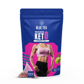 Blue Tea Caffeine Free Keto Herbal Tea - 30 Pyramid Tea Bags In Zip Lock Pack | Made With Garcinia Dandelion Hibiscus - Gluten Free, Non-GMO, Zero Sugar, 100% Vegan