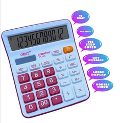 Adoere Solar & Battery Operated Calculator With 12-digit Large LCD Display & Buttons For School, Home, And Office (Ot-333) (Orange)