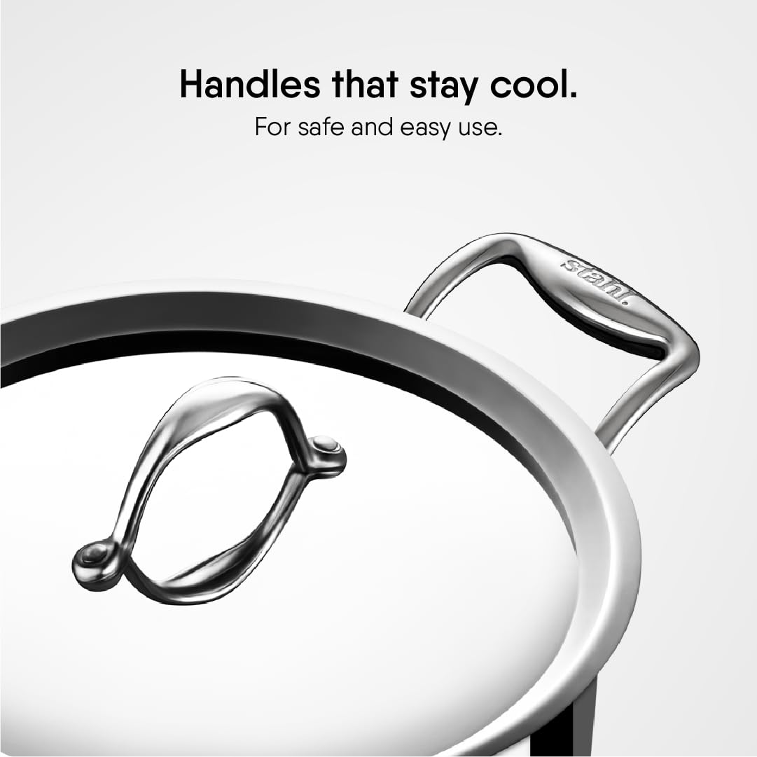Artisan Triply Stainless Steel Sauce Pot Or Casserole With Lid | Induction Biryani Handi - 1.4 Liters, 16cm Artisan Triply Stainless Steel Sauce Pot Or Casserole With Lid | Induction Biryani Handi - 1.4 Liters, 16cm