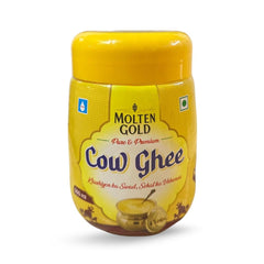 Natural Premium Cow Ghee By Molten Gold | Rich In Vitamin A, D, E & K Healthy Desi Ghee For Cooking | (500ml) 16.9 Ounce | Jar Pack