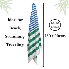 Mush 100% Bamboo Extra Large Bath Towels 700 Gsm | Ultra Soft, Absorbent, Quick Dry Bath Towel For Men & Women (Blue Dark Green & Turquoise Light Green)- Pack Of 2