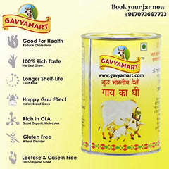 100% Pure Indian A2 Cow Ghee By Gavyamart | Rich In Healthy Fat Nutrients Desi Cow Ghee Perfect For Heart Health | 2 Litr (1 Litr * 2) 67.6 Ounce | Tin Pack