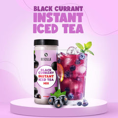 Bevzilla Black Currant Instant Iced Tea Mix - 400gm, 14.1 Ounce | Quick Ready In 30 Seconds - Perfect Refreshing Summer Drink | Easy To Carry Anywhere - Low Caffeine
