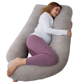 Pregnancy Pillows For Sleeping, Extra Large U Shaped Body Pillow, Grey Color - 60 Inch | Maternity Pillow For Pregnant Women With Velour Cover | Comfortable Soft Pillows, Multipurpose Use