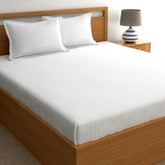 Elastic Fitted Bedsheet For Double Bed With Two Pillow Covers | King Size - 72 X 78 Inches, White | Durable & Soft Fabric Offers Comfort