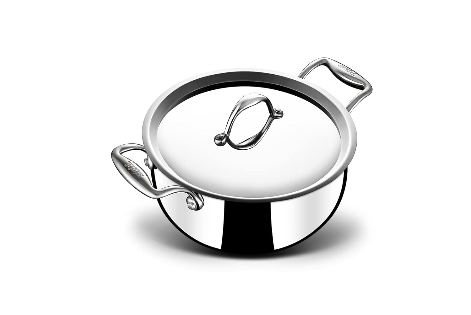 Artisan Triply Stainless Steel Belly Saucepot With Lid | Induction Base Casserole - Biryani Pot Or Handi - Stew Pot 2.4 Liters, 18cm Artisan Triply Stainless Steel Belly Saucepot With Lid | Induction Base Casserole - Biryani Pot Or Handi - Stew Pot 2.4 Liters, 18cm