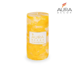 VANILLA CHUNK HIGHLY FRAGRANCE PILLAR CANDLE 6 INCH | 65 HOURS HOME DECOR CANDLE