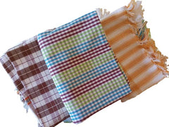Mystte Handloom 100% Pure Cotton Bath Checks Towels 600 Gsm (Multicolor)- Pack Of 3