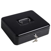 Metal Cash Box With Money Tray & Key Lock, Money Box For Cash Saving, 11.8"X 9.5"X 3.5", Large, Colour - Black, Special Feature - Portable