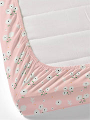 Elastic Fitted Bedsheet Queen Size With 2 Pillow Covers - 60 X 78 Inches, Pink & White | Lightweight, Soft & Comfortable | Durable & Long Lasting Wrinkle Resistant Fabric