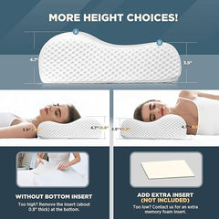 Memory Foam Pillow, For Neck Pain & Shoulder Pain Relief, Sky-Blue & White | Contour Cervical Orthopedic Memory Foam Pillows For Sleeping, Ergonomic Cervical Pillow, Adjustable Pillow