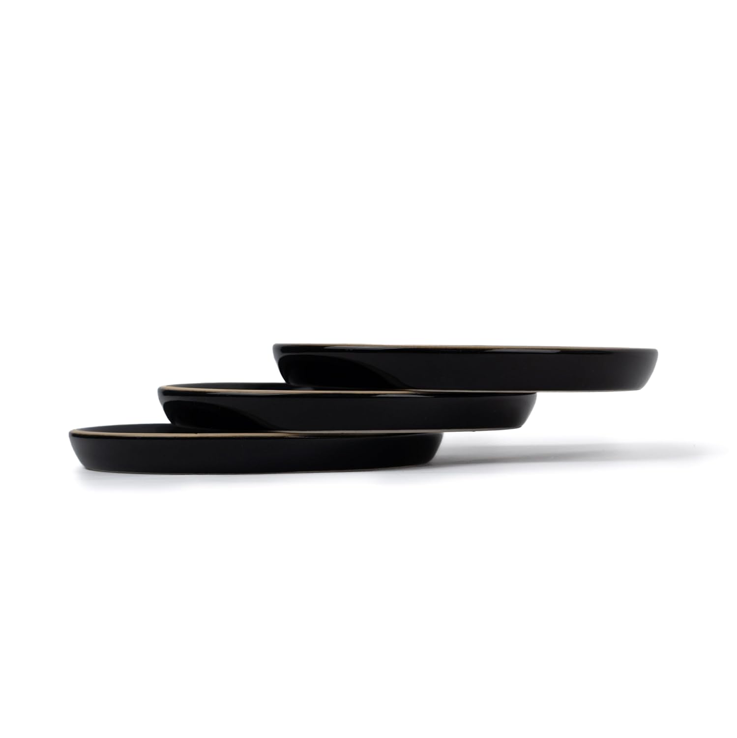 Quarter Plates Set Of 6, Black Ivory - Ceramic Snack Plates | Snacks Plates Set - Dessert Plates, Snack Plate | Small Plates With Glossy Finish - Microwave Safe & Chip Resistant Quarter Plates Set Of 6, Black Ivory - Ceramic Snack Plates | Snacks Plates Set - Dessert Plates, Snack Plate | Small Plates With Glossy Finish - Microwave Safe & Chip Resistant