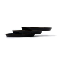 Quarter Plates Set Of 6, Black Ivory - Ceramic Snack Plates | Snacks Plates Set - Dessert Plates, Snack Plate | Small Plates With Glossy Finish - Microwave Safe & Chip Resistant