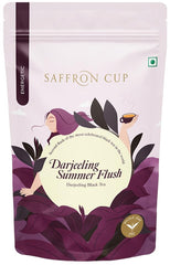 Saffron Cup Darjeeling Summer Flush Energetic Black Tea - 75gm, 2.6 Ounce | 100% Natural, Rich In Antioxidants - Perfect For Connoisseurs & Heart Health | Low Caffeine, Airtight Zip Lock Pouch