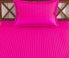 Cotton Single Bedsheet 1 Pillow Cover - 38 X 80 Inches, Dark Pink | All Around Elastic Fitted Bedsheet | Durable & Long Lasting Fabric, Naturally Breathable & Wrinkle Free