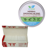 Natural & Ayurvedic Herbal Smoking Blend 1 Pack 1 Oz/ 30g Can With T-Tube-White 200 Pcs Per Box - Tobacco-Free & Nicotine-Free Smoking Mixture
