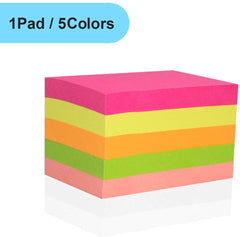 Colorful Sticky Note Pads - 500 Pcs | 5 Pads X 100 Sheets - Suitable For Reading, Study, School