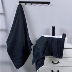 Enchant Home Pure Cotton Waffle Towel 500 Gsm | Lightweight Anti-Microbial & Water Absorbent Soft Touch Quick Drying Hand Towels | Charcoal (Pack Of 4)