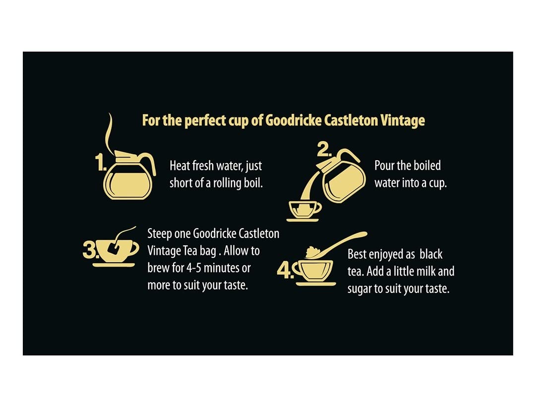 Goodricke Castleton Vintage Darjeeling Tea - 100 Tea Bags | Single Estate Premium Tea - Full-Bodied & Rich Taste | Low Caffeine Goodricke Castleton Vintage Darjeeling Tea - 100 Tea Bags | Single Estate Premium Tea - Full-Bodied & Rich Taste | Low Caffeine