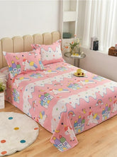 Cartoon Printed Single Bedsheet For Kids With One Pillow Cover - 60 X 90 Inches, Pink & White | 300 Thread Count - Wrinkle Free Soft Perfect For Everyday Use