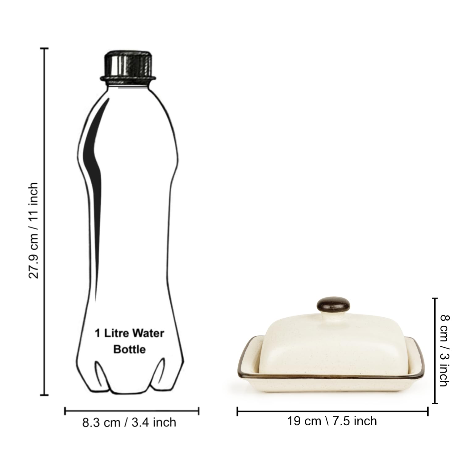 Ceramic Butter Dish With Lid - Off White, Height: 8 Cm | Butter Pot - Microwave & Dishwasher Safe Butter Container For 500 Gm Ceramic Butter Dish With Lid - Off White, Height: 8 Cm | Butter Pot - Microwave & Dishwasher Safe Butter Container For 500 Gm