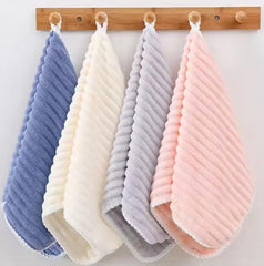 HomeCloud Microfiber Soft & Fuffy Hand Towel 600 Gsm | Hanging Loop Soft, Highly Absorbent & Fast Dry Hand Towel (Set Of 3) - Linning Multicolor