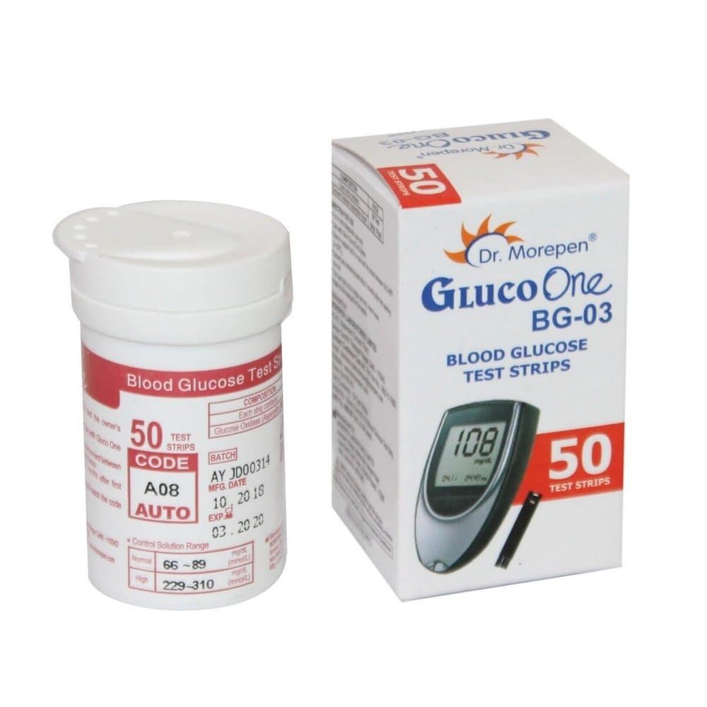 Dr. Morepen Gluco One BG-03 50 Blood Glucose Test Strips With Life Rehabs 50 Lancets | Health Care Appliance Combo Dr. Morepen Gluco One BG-03 50 Blood Glucose Test Strips With Life Rehabs 50 Lancets | Health Care Appliance Combo