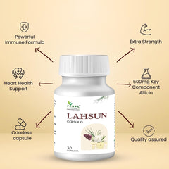 Pchpl Wellness Lahsun Capsules, Immune Support & Heart Health Supplement, Manage Blood Pressure, Cholesterol & Lowers Plasma Lipid Levels | 30 Pure Garlic Capsules 50gm 0.1lbs