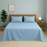 Double Bedsheet For Queen Size With 2 Matching Pillow Cover - 90 X 100 Inches, Sky Blue | Breathable & Durable, Soft Touch & Perfect For All Seasons