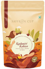 Saffron Cup Kashmiri Kahwa Green Tea - 100gm, 3.5 Ounce | Infused Green Tea With Cardamom, Rose Petals, Cinnamon & Almonds - 100% Natural, Rich In Antioxidants | Low Caffeine, Airtight Zip Lock Pouch