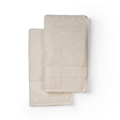 Feather & Spun Organic Cotton Lavender Fragrance Hand Towel 500 Gsm | Anti Microbial Fade Resistant Double Needle Stitch Hand Towel (Cloud Dancer) - Pack Of 2