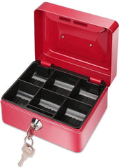 Portable Locking Small Cash Box For Money, Pocket Money Box With Key Lock, Money Slot, Double Layer 2 Keys For Security, Durable Cash Box With Tray, Colour - Red, Material - Alloy Steel