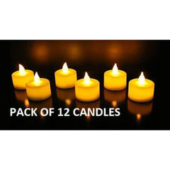 DECORATIVE ACRYLIC CANDLES | FLAMELESS & SMOKELESS | PACK OF 12 | YELLOW COLOUR