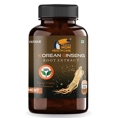 Mom Health Care Korean Ginseng For Men, Supports Brain Function, Help For Boosts Immunity, Relieves Stress For Muscles Pure & Organic | 90 Capsule 100gm 0.2lbs