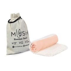 Mush 100% Bamboo Light Weight & Ultra-Compact Turkish Towel 290 Gsm | Super Soft, Absorbent, Quick Dry, Anti-Odor Bamboo Bath Towel (New Peach) 250 Tc