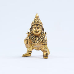 Laddu Gopal Brass Idol, Bal Gopal Ji, Kanha Ji Murti, Gold, Brass, Small Size - 2 Inch, Occasion, Handmade, Home Décor, God Statue