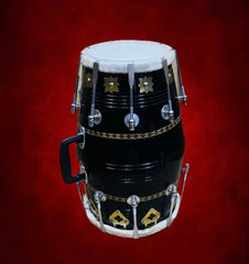 Professional Classical Dholak Nut & Bolt With Bag & Belt Also - Black | Perfectly Symmetric Round Dholak - Dholak For Festival, Wedding, Satsang | Very Easy To Tune