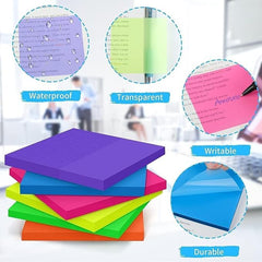 Transparent Sticky Note Pads - 100 Pcs, Multicolor | Suitable For Reading, Study, Office, School