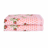 Rangoli Rose & Heart 100% Cotton Bath Towels 900 Gsm | Ultra Soft & Super Absorbent Bathing Towel (Peach) - Pack Of 2