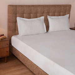 Queen Size Bedsheet For Double Bed With 2 Pillow Cover - 60 X 78 Inches, Mist White | 100% Cotton, Soft & Breathable - Bedsheet Collection